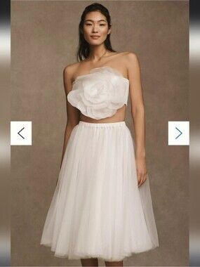 Cynthia Rowley Anthropologie Tulle Ballerina Midi Skirt In White Size Small